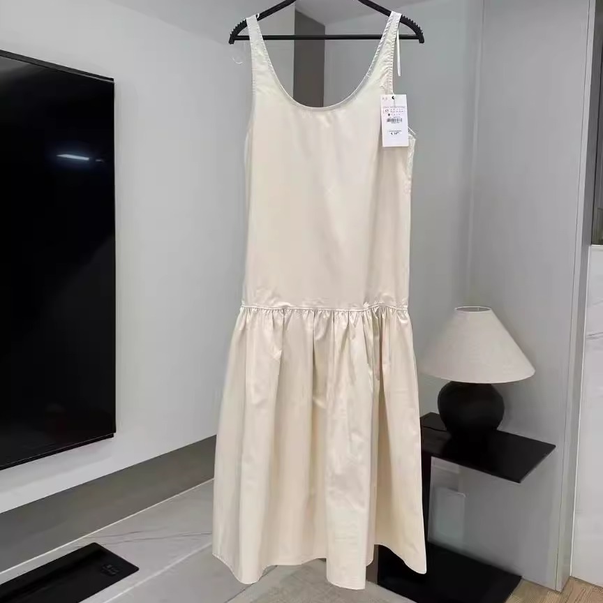 2025夏季新品女装 无袖褶皱下摆迷笛连衣裙吊带裙 6929181 321