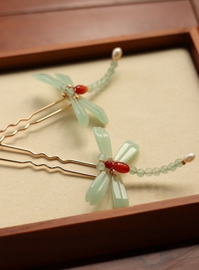 【留夏】琉璃小蜻蜓原创设计复古发饰-200401【现货】