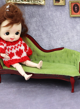 1:12娃娃屋dollhouse迷你微缩家具OB11/BJD场景贵妃榻椅子沙发