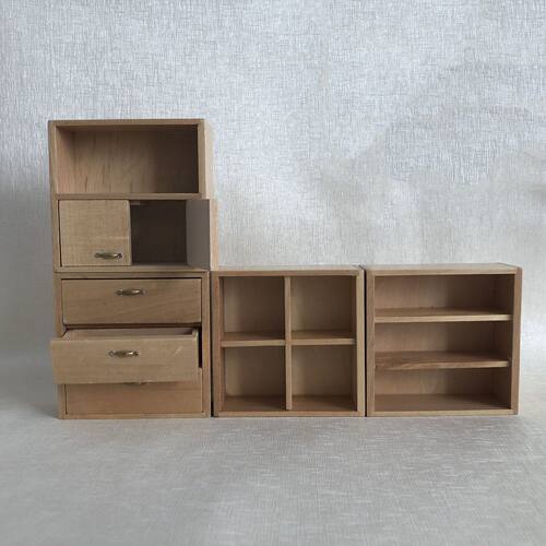 娃娃屋迷你家具白色储物组合柜