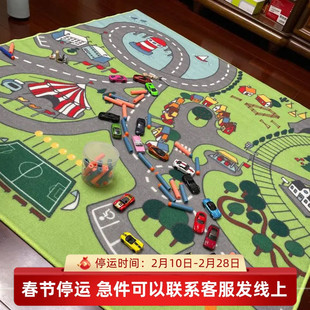 宜家代购斯塔斯代地毯130x133厘米儿童正方形地毯游戏毯绿色地毯