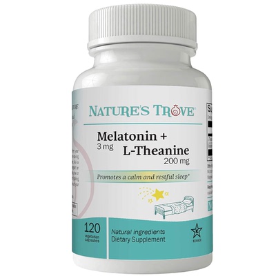 美国代购Nature's Trove Melatonin 3mg L Theanine 200mg Calm