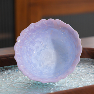 梦幻紫色花边茶杯高级感百搭陶瓷茶具单杯主人杯品茗杯女士高颜值