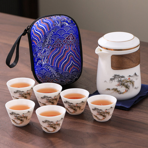 定制白瓷羊脂玉便携式泡茶壶