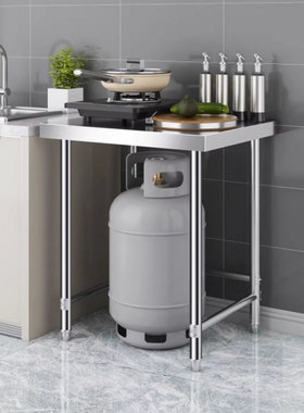 不锈钢加厚切菜桌面三层落地置物架单层灶台架两层饭店后厨打包台