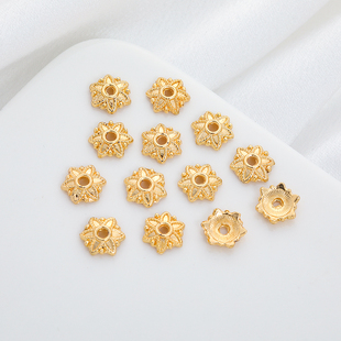 14K包金保色花托花帽珠托diy手工珍珠手链项链饰品隔片配件