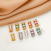 14K包金保色镶嵌锆石微镶彩锆螺丝扣手工小蛮腰珍珠扣diy饰品配件