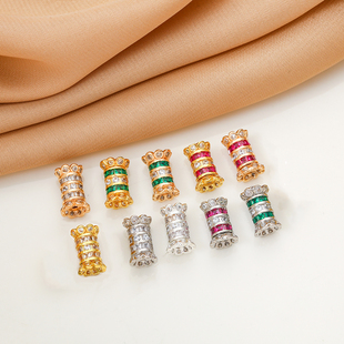 14K包金保色镶嵌锆石微镶彩锆螺丝扣手工小蛮腰珍珠扣diy饰品配件