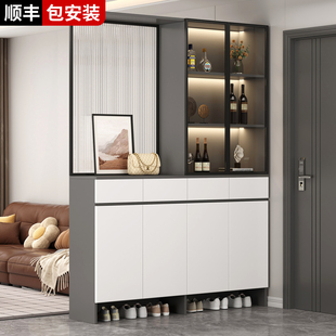 实木玄关柜入户正对门高级感玻璃酒柜现代轻奢高档进门隔断客厅柜