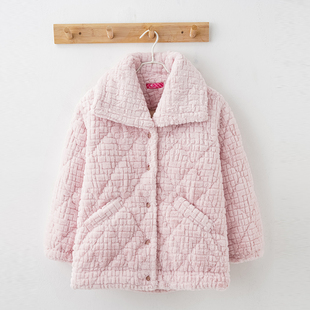 女三层夹棉加绒加厚家居服女单件上衣 睡衣上装 三昌2025秋冬季 新款