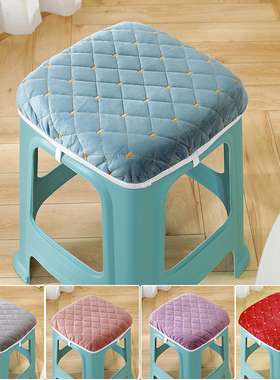 方凳子座套方形椅子坐垫塑料正方形套罩加棉加厚饭店家用四季通用