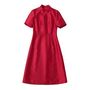 气质小个子喜婆婆婚宴礼服2024春秋婚礼妈妈装连衣裙女晚宴敬酒服