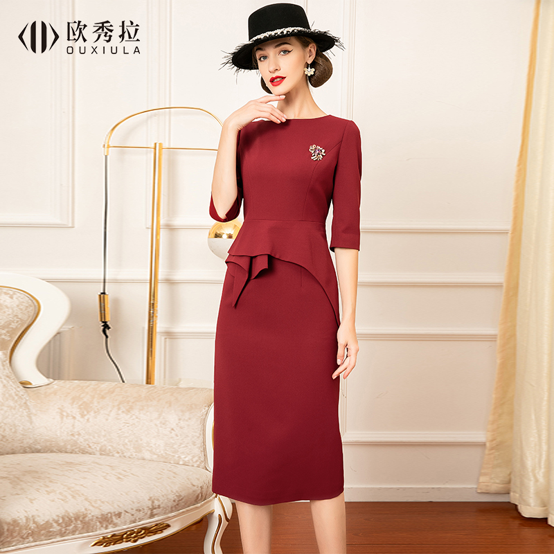 2024春夏高贵婚礼妈妈装喜婆婆婚宴礼服连衣裙女洋W气宽松气质宴