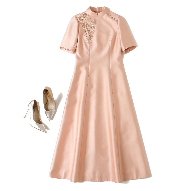 优雅气质喜婆婆婚宴礼服2024春夏季婚礼妈妈装连衣裙女晚宴敬酒服