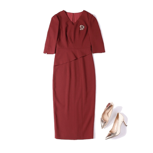 结婚婚礼妈妈装喜婆婆婚宴礼服连衣裙女2024春夏气质年会敬酒服秋