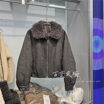 烫钻短款小个子巨好看翻领羽绒服