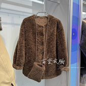 豹纹毛绒外套女皮毛一体2025秋冬款 韩系配小包包羊羔毛宽松中长款