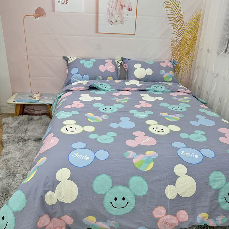 米奇头加厚纯棉卡通床上四件套1.8M儿童男孩全棉床笠宿舍上下铺