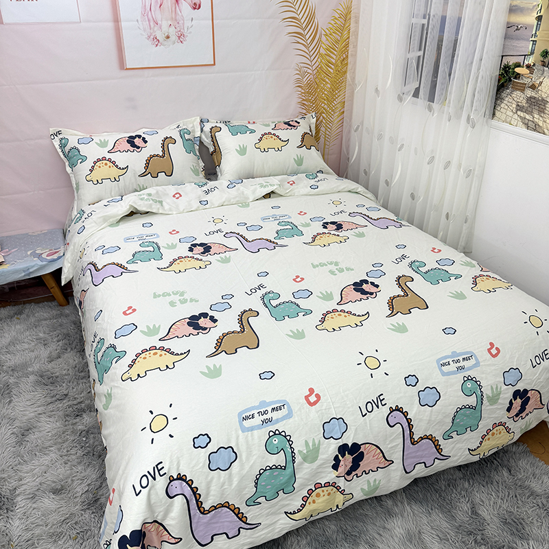 恐龙乐园纯棉卡通床上四件套1.8M儿童男孩全棉床笠1.0m宿舍上下铺