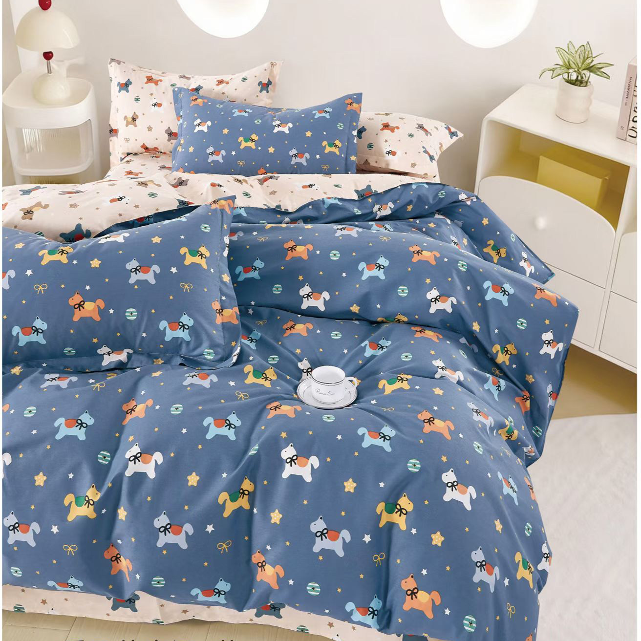 纯棉卡通床上四件套1.8米 儿童动物可爱床单全棉床笠宿舍床上下铺