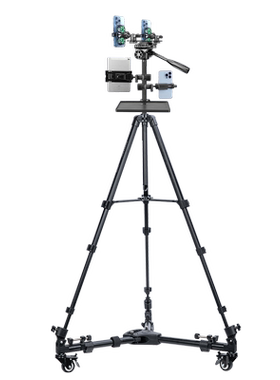 云腾1.8米通用手机平板ipad12.9寸支架双机位3机位移动可调节支架带滑轮手机直播散热一体三脚架带设备全套