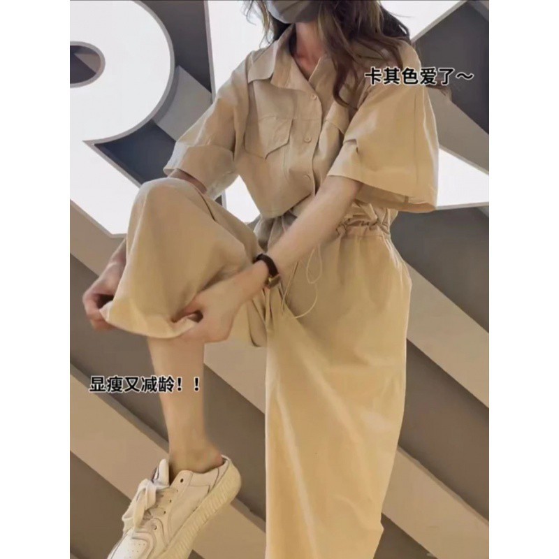 2025夏季新款设计感炸街收腰工装连体裤女韩版减龄直筒连身衣裤