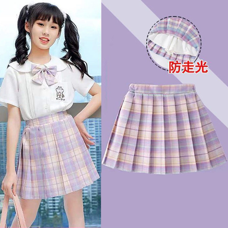 女童夏季半身裙2025新款韩版格子JK衬裙女孩公主学院风百褶裙