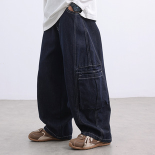 2025新款大男童工装牛仔裤春秋款儿童装秋季痞帅风阔腿裤子秋装