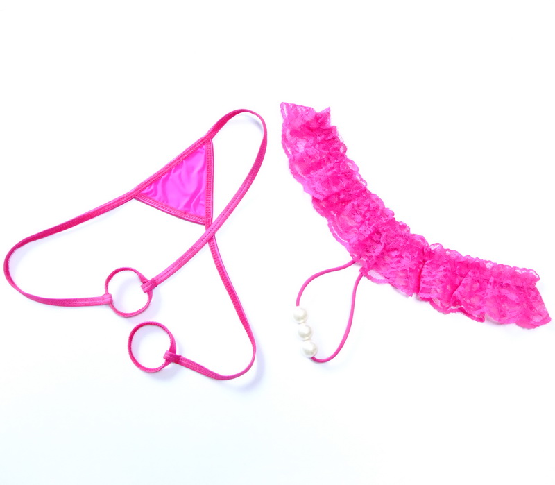 情侣内裤丁字裤男女透明蕾丝