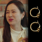 欧美打结耳环冷淡风简约时髦圆圈耳扣CELI刘雯孙艺珍黄铜镀金耳钉