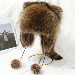 小浣熊帽子网红同款儿童亲子情侣男女通用猫耳帽进口美洲貉特价清