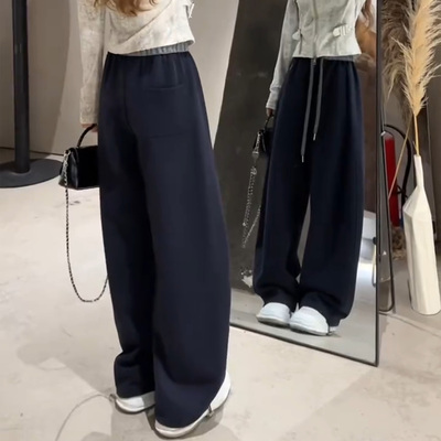 遮胯显瘦胖MM加绒加厚弯刀阔腿裤