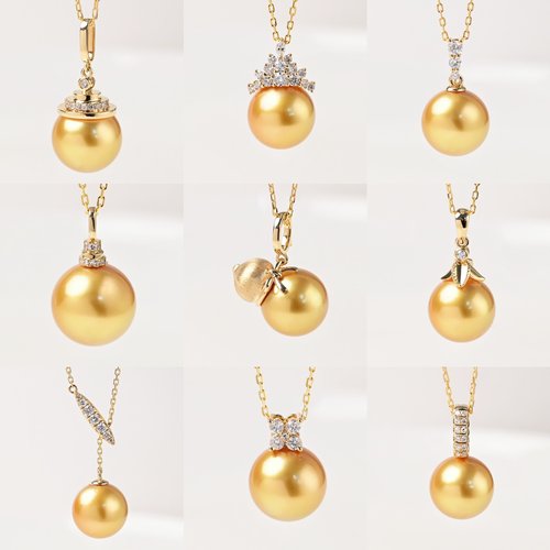 18K金定制海水金珠裸珠吊坠配件