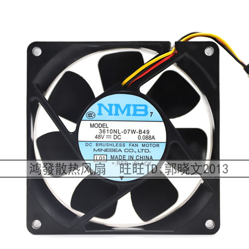 全新 日本NMB 9225 9.2CM 48V 3610NL-07W-B49双滚珠轴承散热风扇