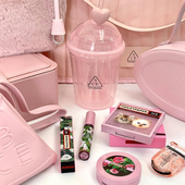 3ce周边粉色发夹发圈化妆刷礼盒镜子水杯化妆包收纳盒斜挎包水杯