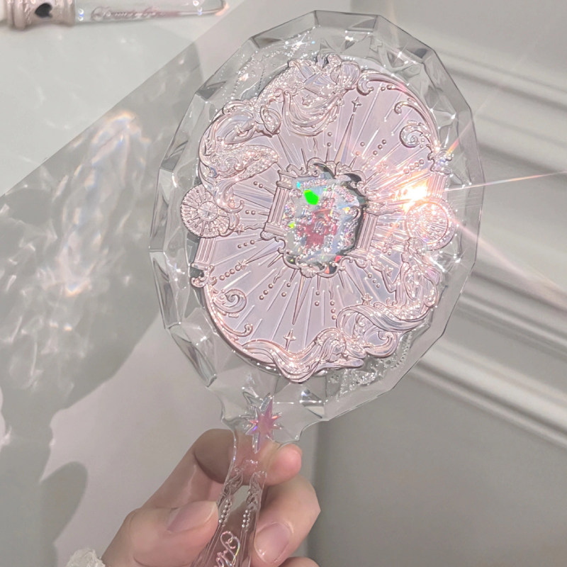 花知晓月光人鱼手拿镜星空蓝月光白随身镜重工亚克力巧克力商店女