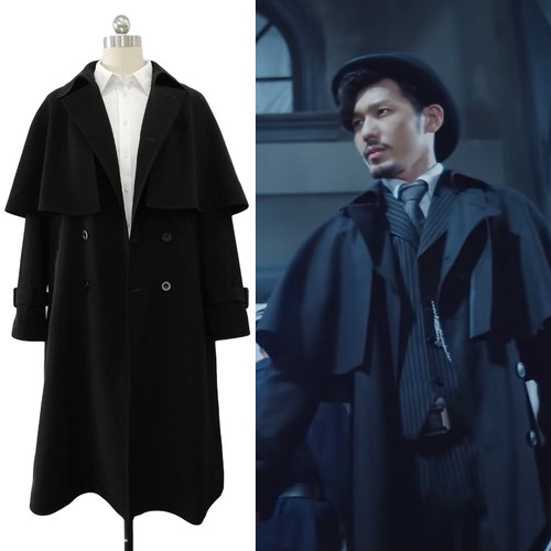 同款衣服罗非黑色斗篷式外套