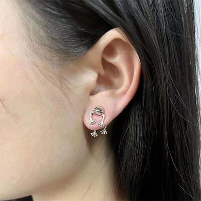 动物耳钉痞帅耳朵癞蛤蟆耳钉小怪兽青蛙抗过敏小众ins百搭耳环
