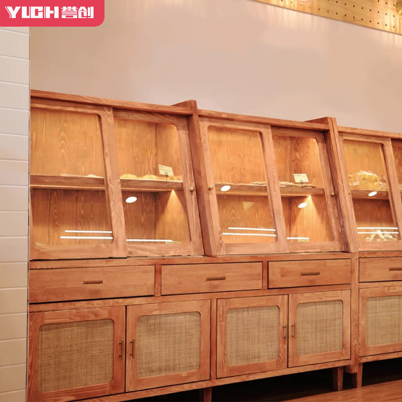 新款日式面包柜展示柜开放式边柜蛋糕店敞开式中岛柜面包展示架