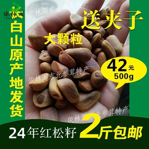 包邮野生红松子大颗粒东北长白山特产新货生的松籽新鲜500g孕妇