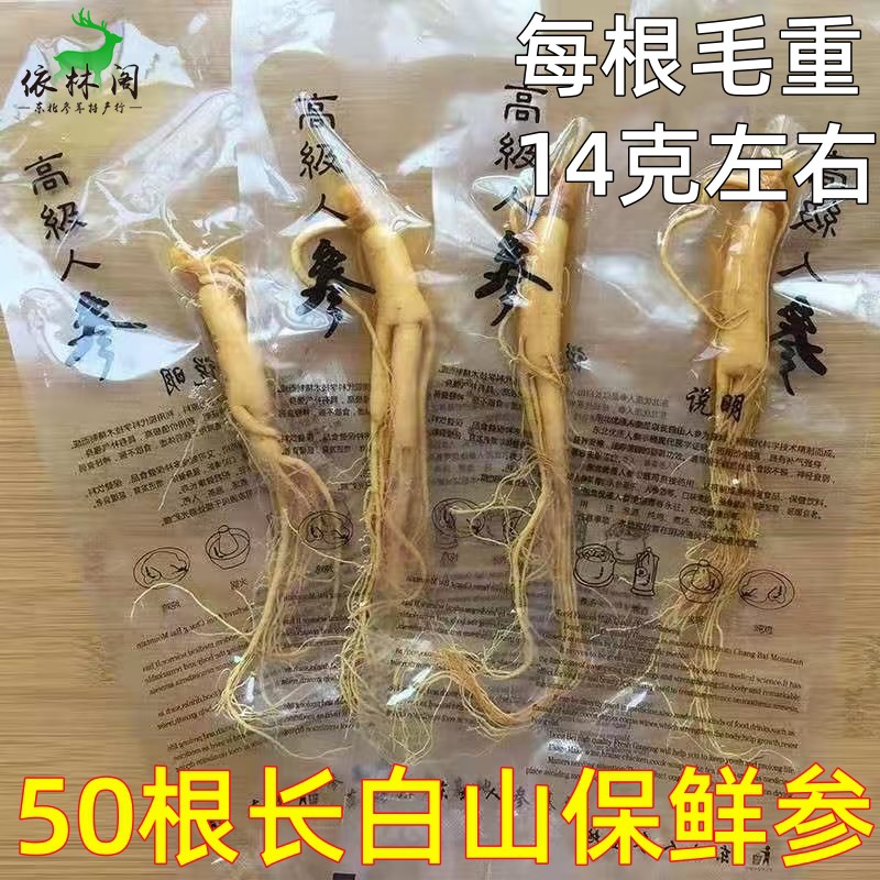 50根长白山保鲜人参带皮14克一根