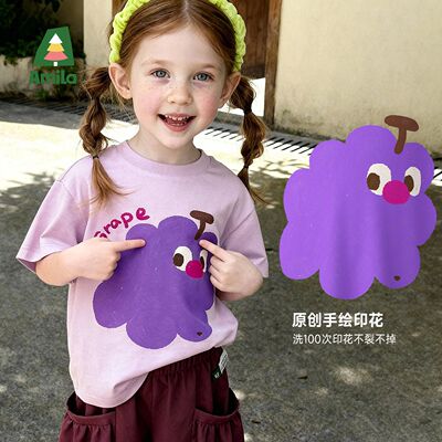 Amila女童短袖2026新款夏季儿童T恤薄款宽松女孩夏装衣服宝宝上衣