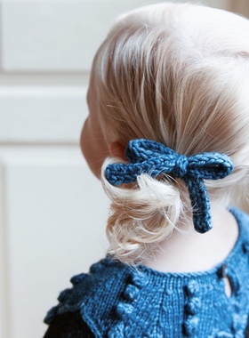 misha and puff mp同款儿童羊毛毛线针织编织蝴蝶结发夹发饰