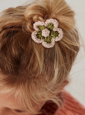 misha and puff mp同款儿童毛线针织钩花花朵发夹发饰