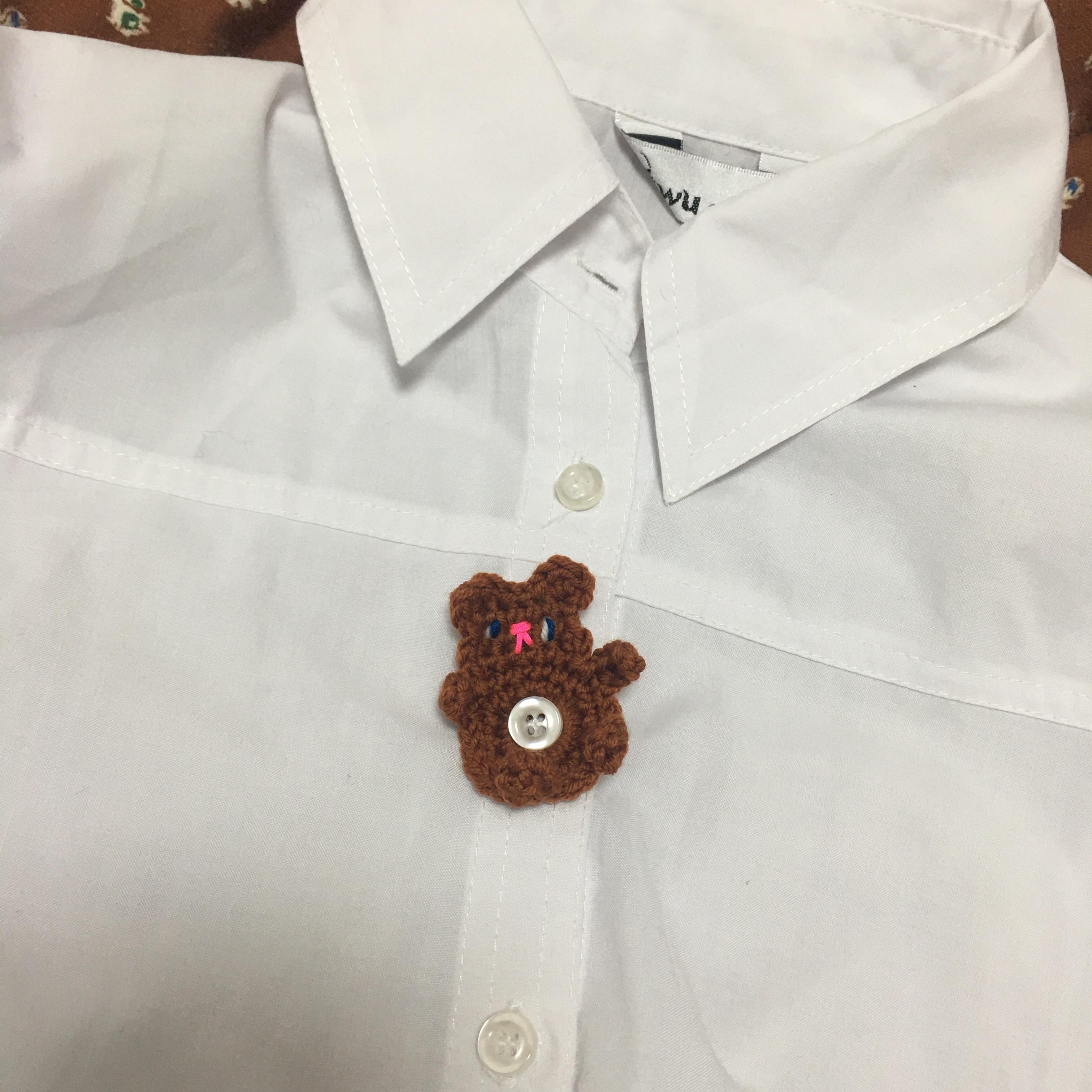 纯手工编织毛线小熊创意可爱纽扣装饰衣服卡通个性小众毛绒绒饰品