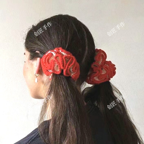 发圈毛线欧美大花纯手工编织