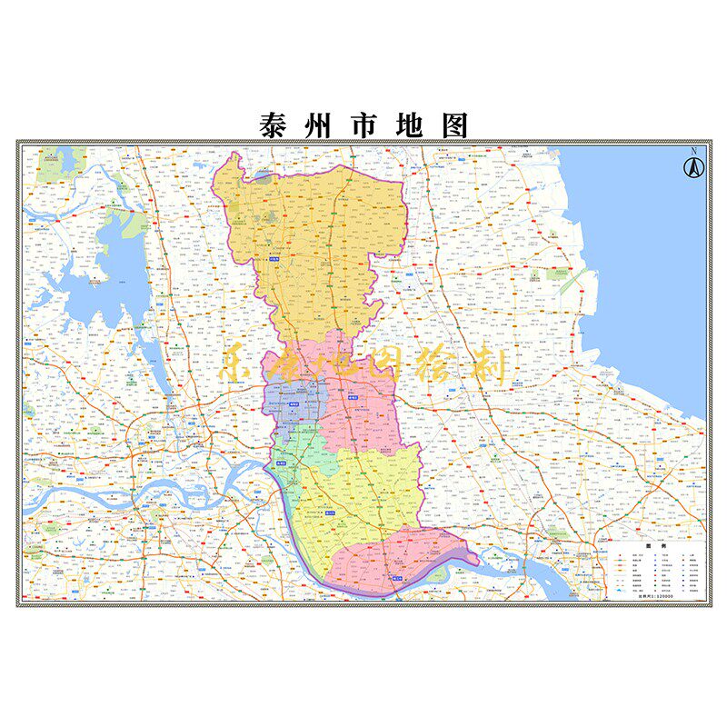 新款泰州市地图行政区划地图办公室挂画高清超大尺寸可定制电子版