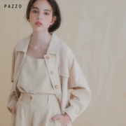 PAZZO micro ngọt ngào thời trang áo khoác lỏng 2019 mùa hè mới cotton và áo khoác túi phong cách P40006638 - Accentuated eo áo