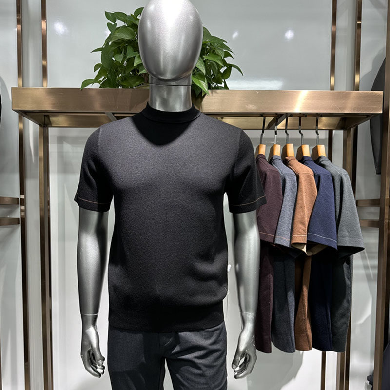 羊毛针织短袖春秋冬加厚男士T恤