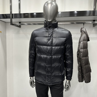 新男士加厚羽绒服短款直充绒面包服 立领黑亮面料保暖时尚休闲2色